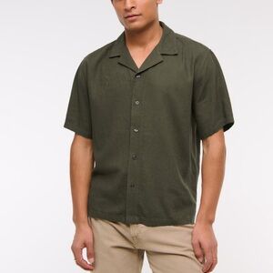 Abercrombie & Fitch Camp Collar Summer Linen-Blend Shirt